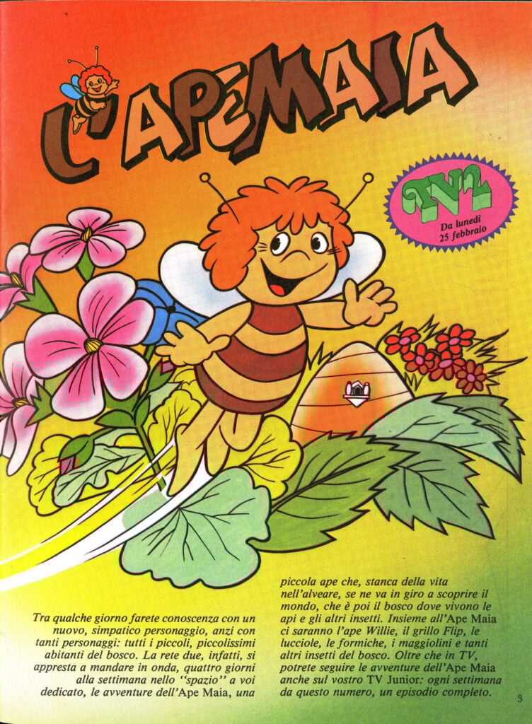 Annuncio dell'arrivo della serie animata su Junior TV, 1980