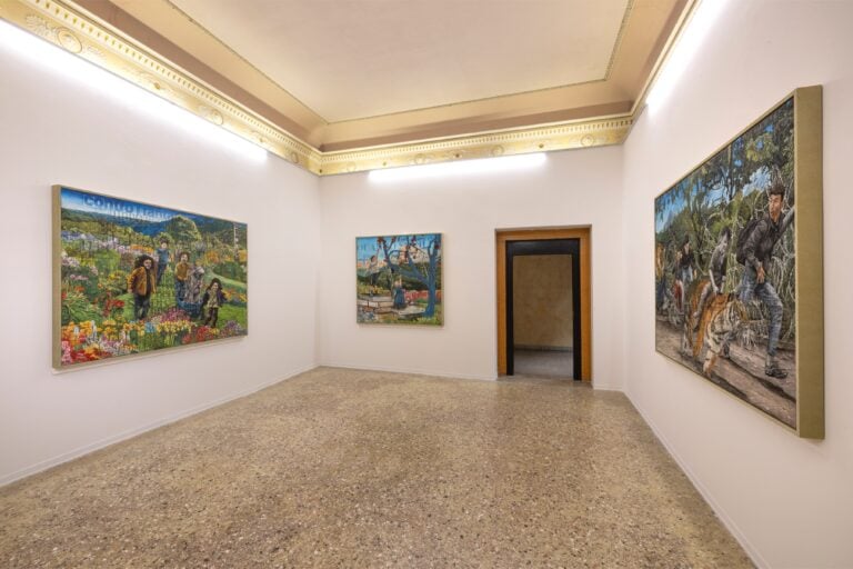 La mostra di Andrea Mastrovito, Quando il cielo finisce, nella nuova sede di Galleria Michela Rizzo a Palazzo Palumbo Fossati a Venezia