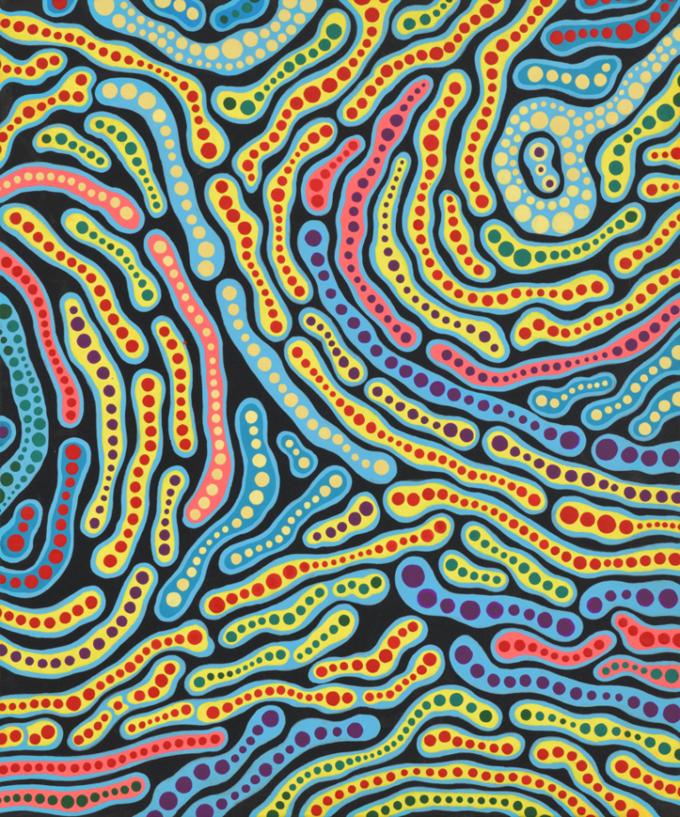 Yayoi Kusama, Rain of City, 1987. Acrylic on canvas, 45.5 x 38 cm. Collection of the artist &copy; YAYOI KUSAMA