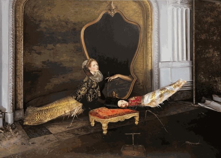 Teodora Axente, The Dream in the Mirror, 2024, olio su tela, 147 x 204 cm