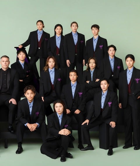 La nazionale cinese di calcio femminile in formalwear Prada @Prada moda