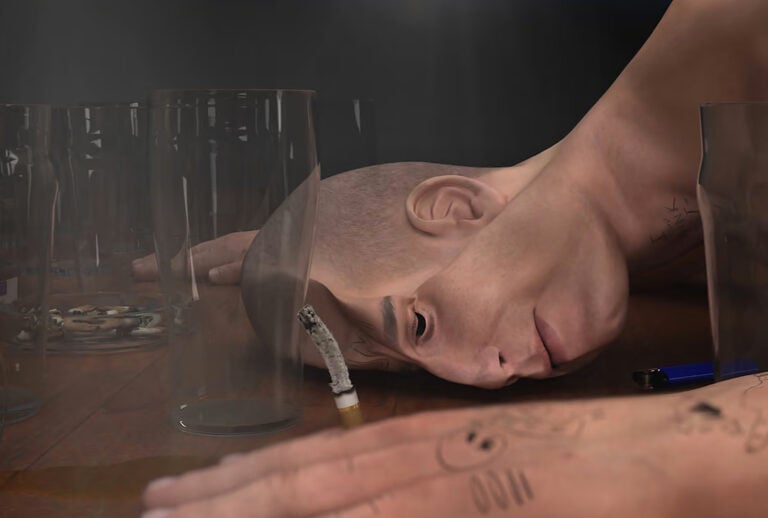 Ed Atkins, A slightly unmoored feeling Atkins avatar Dave, from Ribbons, 2014, Courtesy of the artist and CABINET, London and Galerie Isabella Bortolozzi