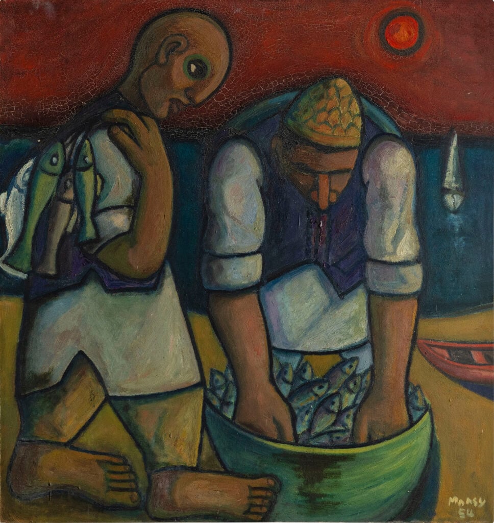 Ahmed Morsi, Deux P&ecirc;cheurs (Two Fishermen) (1954). Courtesy Sotheby's
