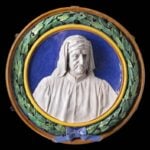 Manifattura Ginori e Raffaello Pagliaccetti, Tondo con rilievo raffigurante Luca della Robbia, 1873-1900, maiolica, Sesto Fiorentino, Museo Ginori