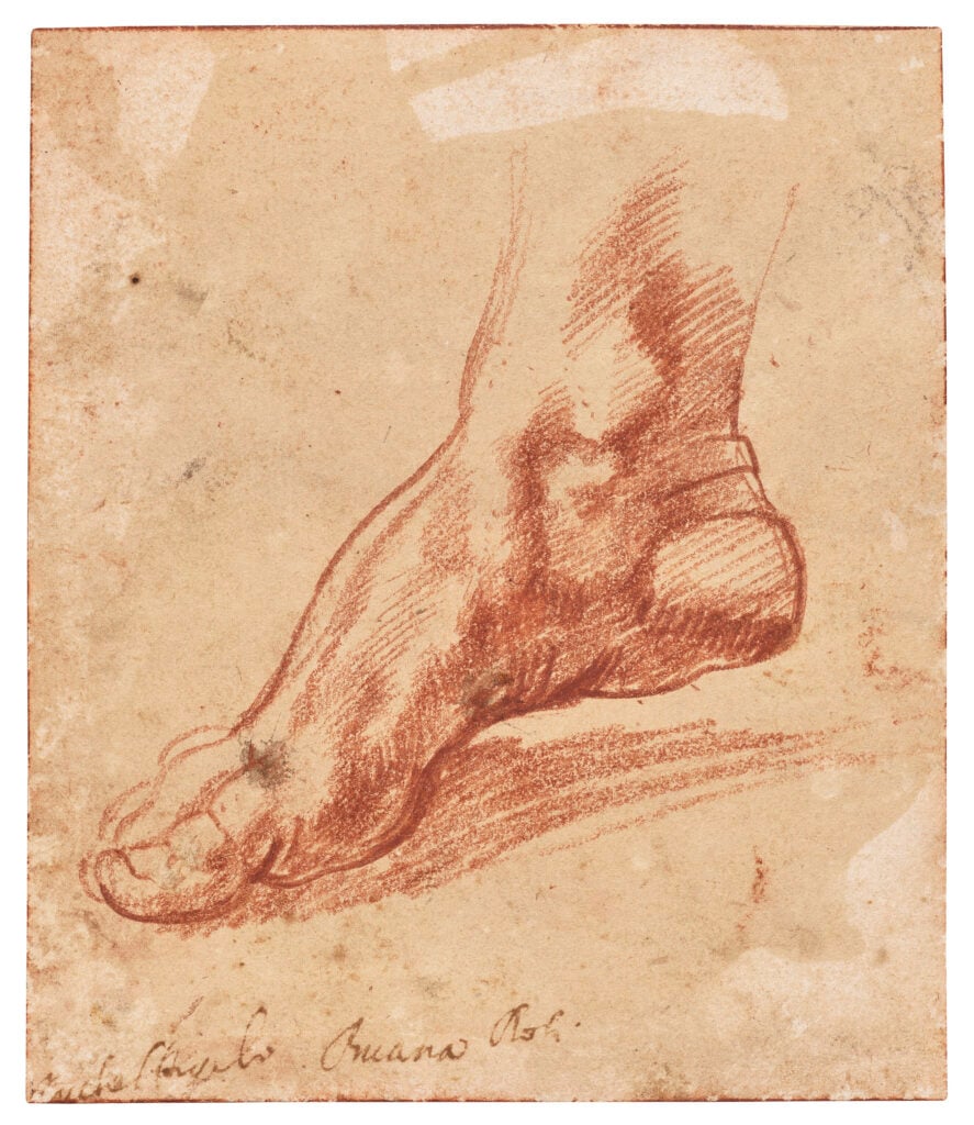Michelangelo Buonarroti, Study for a foot of the Libyan Sibyl. Courtesy Christie's Images Ltd.