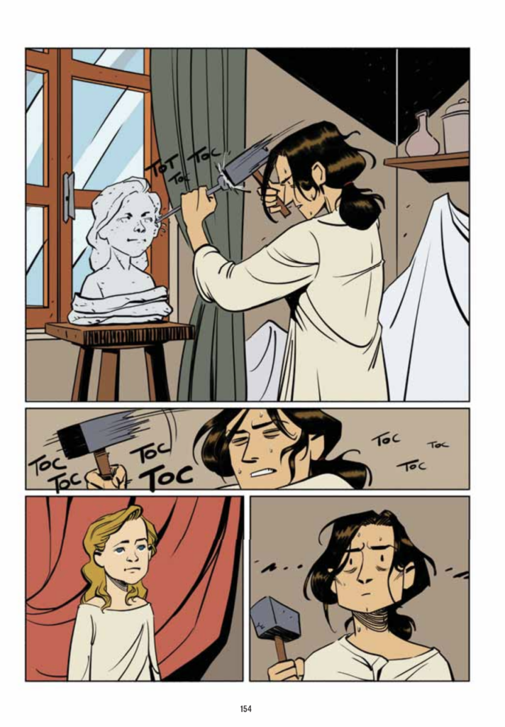 Una tavola tratta da &ldquo;Troppo libera. L&rsquo;arte, l&rsquo;amore, la lotta di Camille Claudel&rdquo; (Tunu&eacute;, 2026)