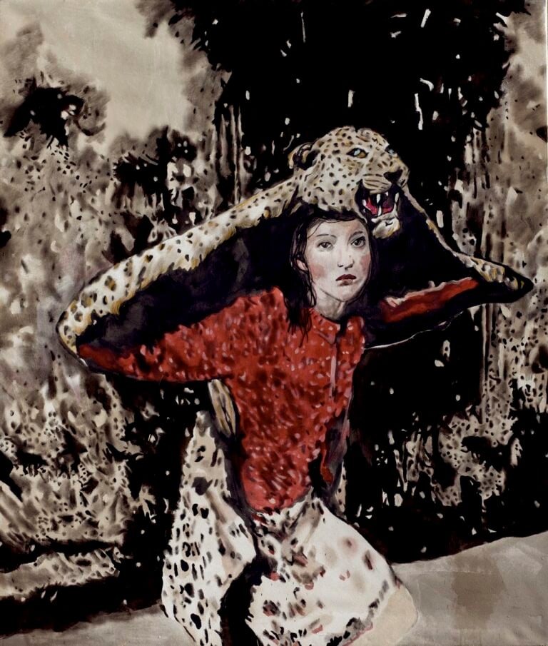 Andrea Saltini, Ofelia, 2025, tecnica mista su tela, 225x190 cm. Ph. Nicole Pizzetti