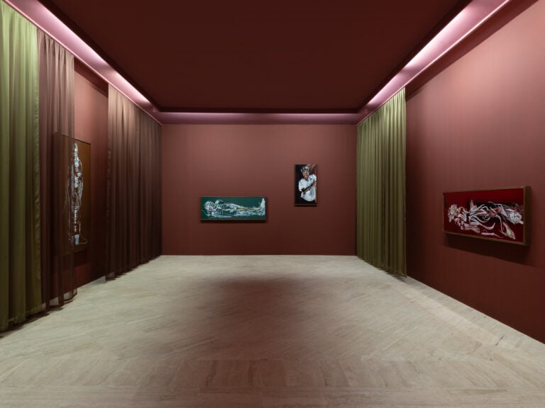 Installation view, Affrettati Lentamente, Conversation Piece Part XI, a cura di Marcello Smarrelli, Fondazione Memmo, 2026 | Paul Maheke, Foto Daniele Molajoli