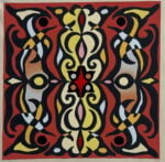 Elia Novecento, Prati stellati, 2025, smalto su stoffa, 80 x 80 cm