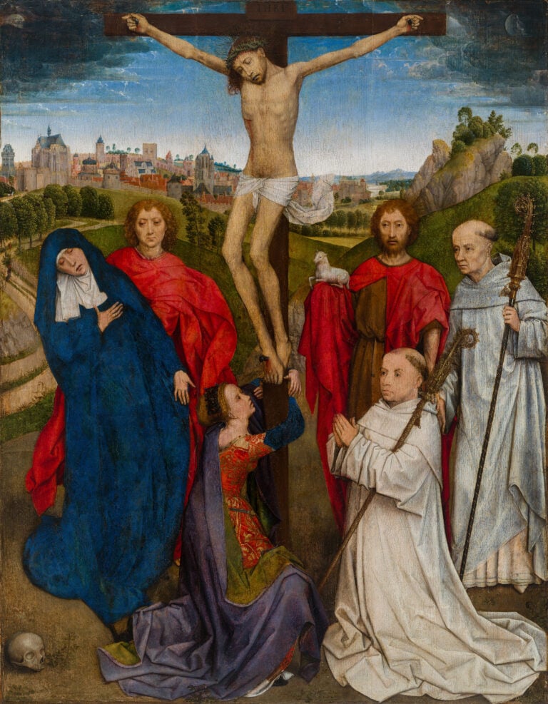 Hans Memling, Crocifissione con Maria Vergine, i santi Giovanni Evangelista, Giovanni Battista, Maddalena, San Bernardo e il committente Jan Crabbe, Museo Civico di Palazzo Chiericati, Vicenza