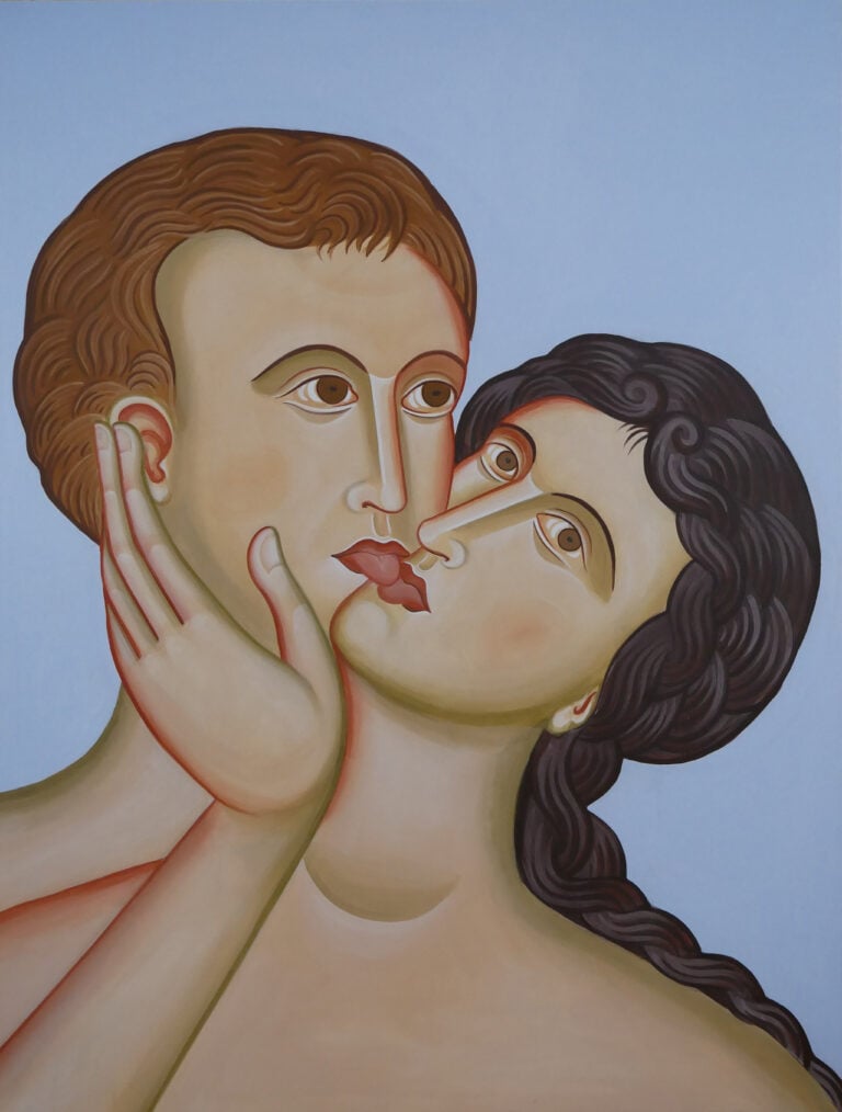 Ismaele Nones, Bacio, pittura acrilica su tela, 190 x 142 cm, 2024, Courtesy the artist and Tommaso Calabro