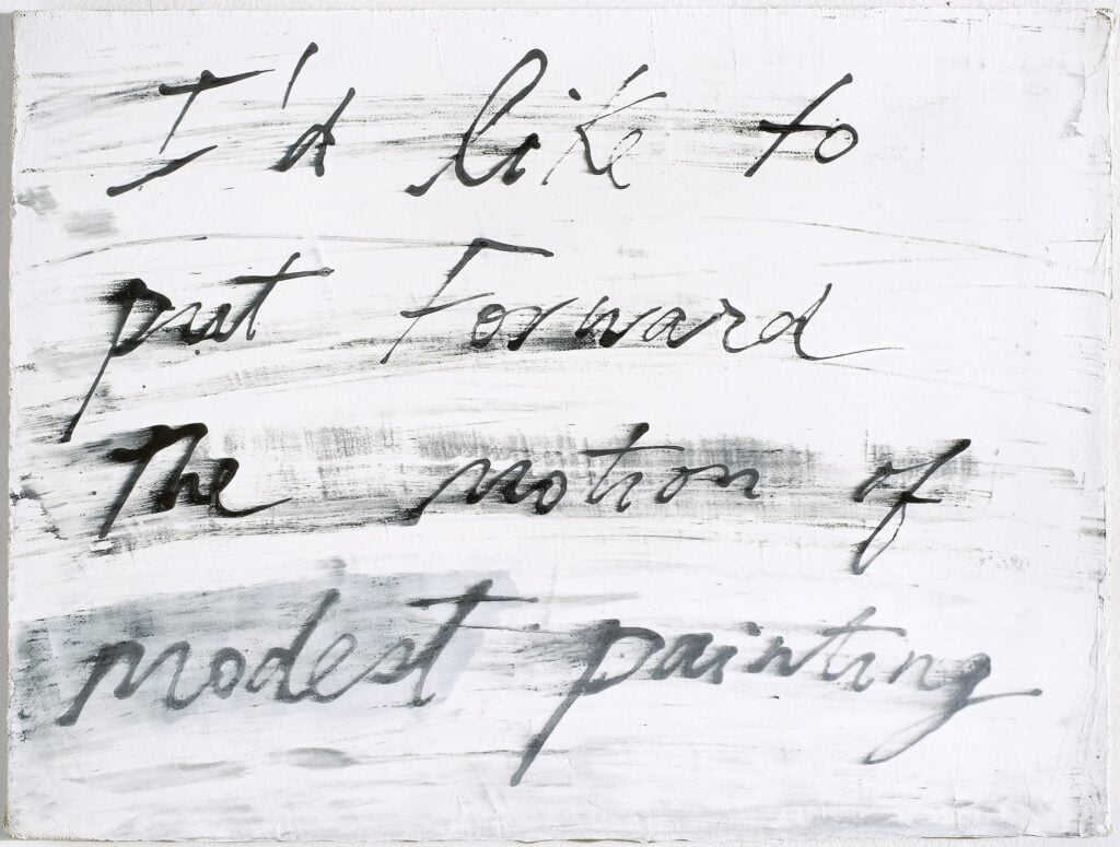 Mira Schor, Modest Painting, 2000, inchiostro e gesso su lino. Gentile concessione dell&rsquo;artista