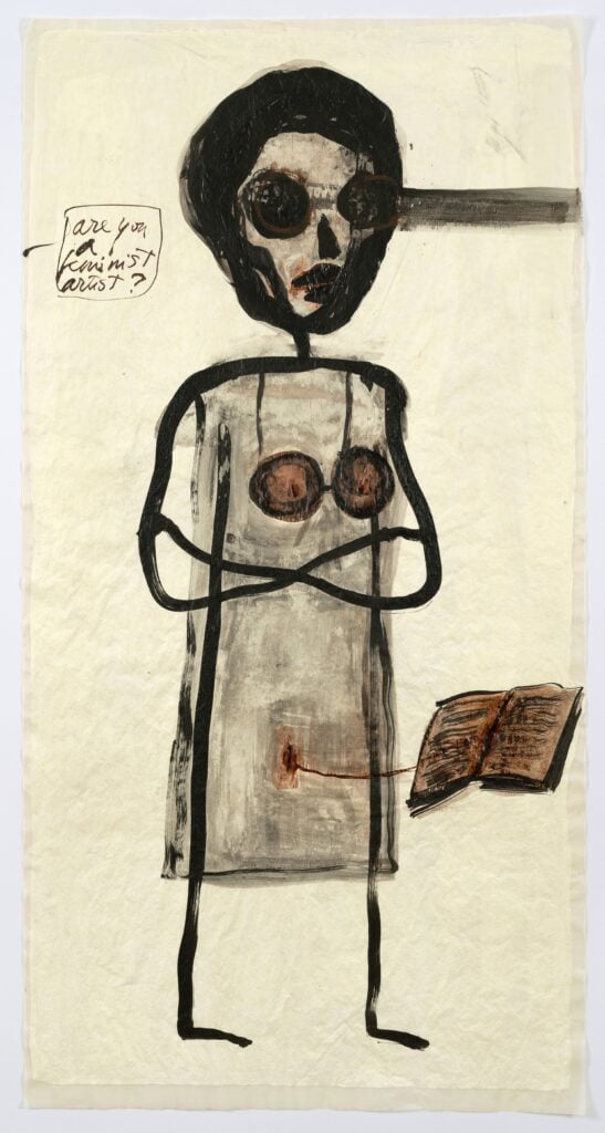 Mira Schor, Power Figure 18. Are you a feminist artist - red book, 2015. Gentile concessione dell&rsquo;artista