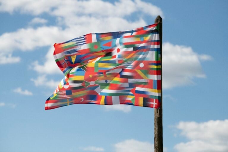 Precarious Life, Lucy + Jorge Orta, 2026. Double screen film projection. Still photography by Paul Bevan