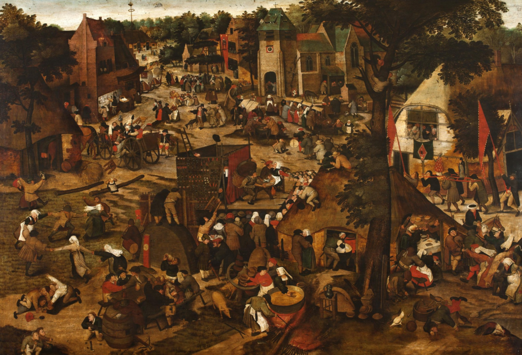 Pieter Brueghel il Giovane, Fiera con rappresentazione teatrale, 1600-1634. Museo statale dell'Ermitage, San Pietroburgo, Russia