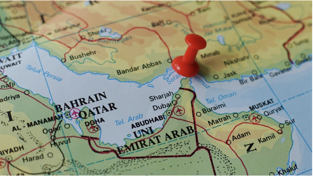 Mappa parziale dello Stretto di Hormuz