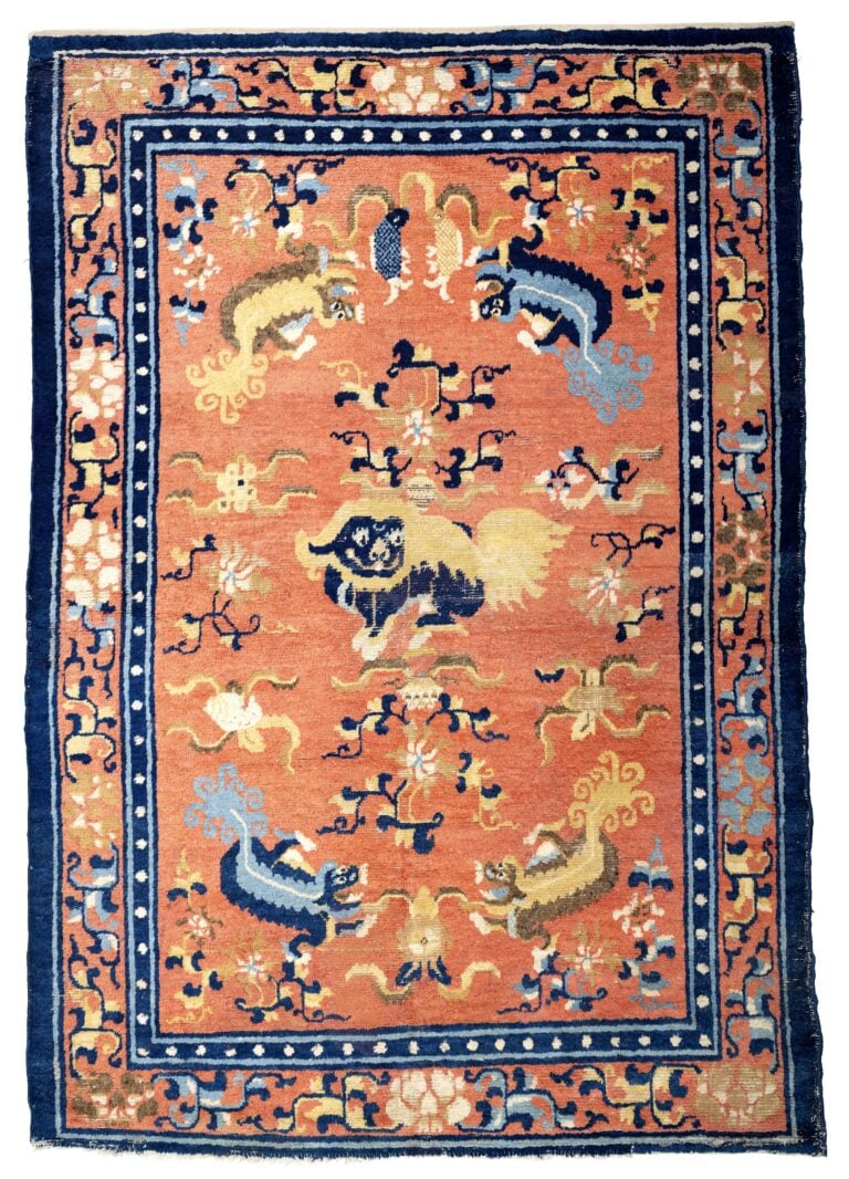 Ningxia, Cina centrale, inizio del XIX secolo, ordito e trama in cotone, nodo in lana, cm 196 x 136. Photo Wladimir Zaleski