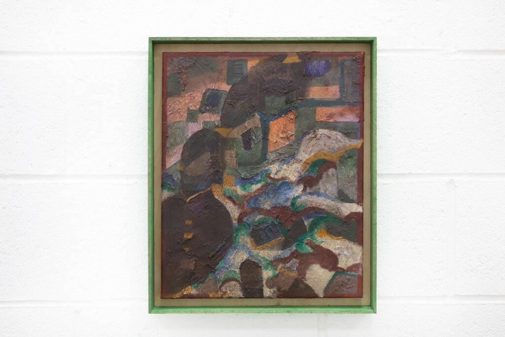 Dien Berziga, Mudddy Water 2025 Oil on Canvas, framed 49.5 x 41.5 cm - STUDIO CHAPPLE