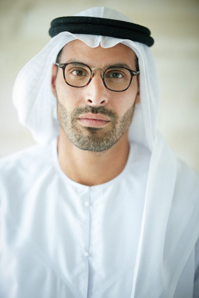Ritratto HE Mohamed Khalifa Al Mubarak, Chairman of the Department of Culture and Tourism - Abu Dhabi and President of Zayed National Museum 
