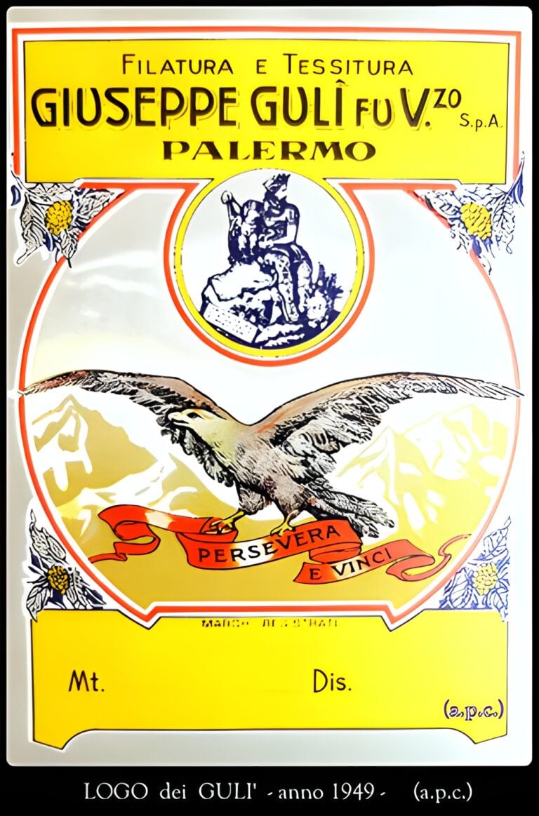Il logo dell'azienda Gul&igrave;, con l'aquila di Palermo e il motto 'persevera e vinci'