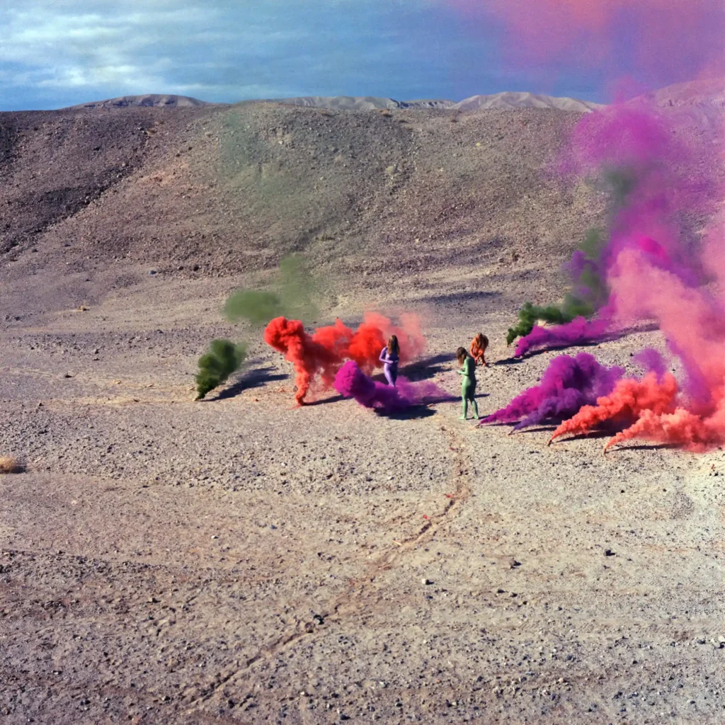 Judy Chicago, Smoke Bodies from Women and Smoke, 1972 Fireworks performance. &copy; Chicago Woodman LLC, Judy Chicago/Artists Rights Society (ARS), New York. Photo courtesy of Through the Flower Archives
