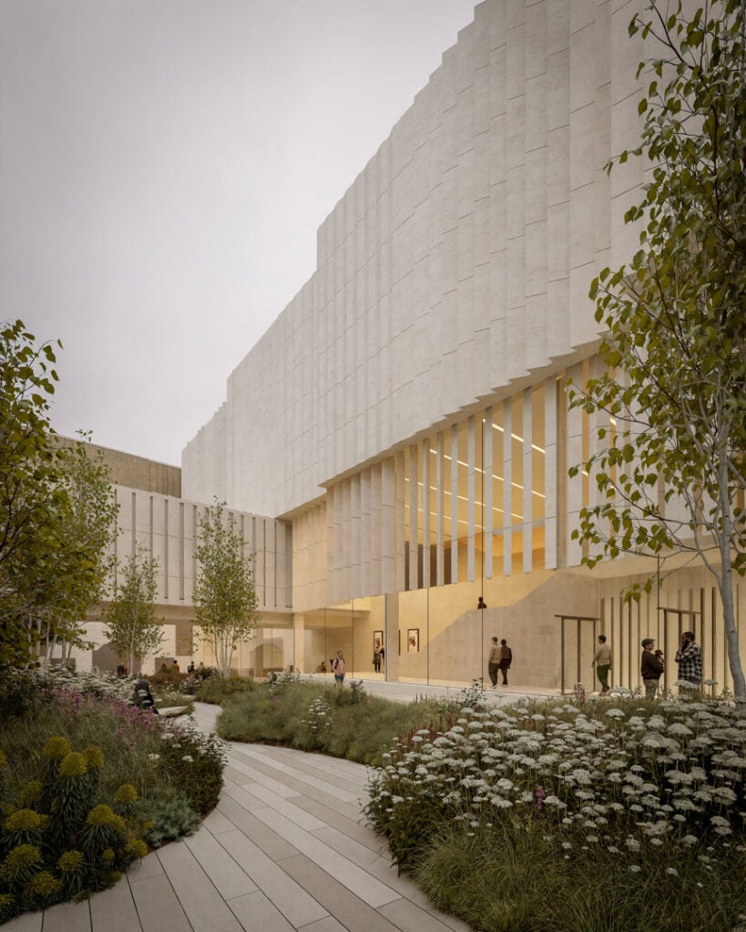 Il progetto per la National Gallery di Kengo Kuma. Artist's impression of the entrance. Credit Kin Creatives
