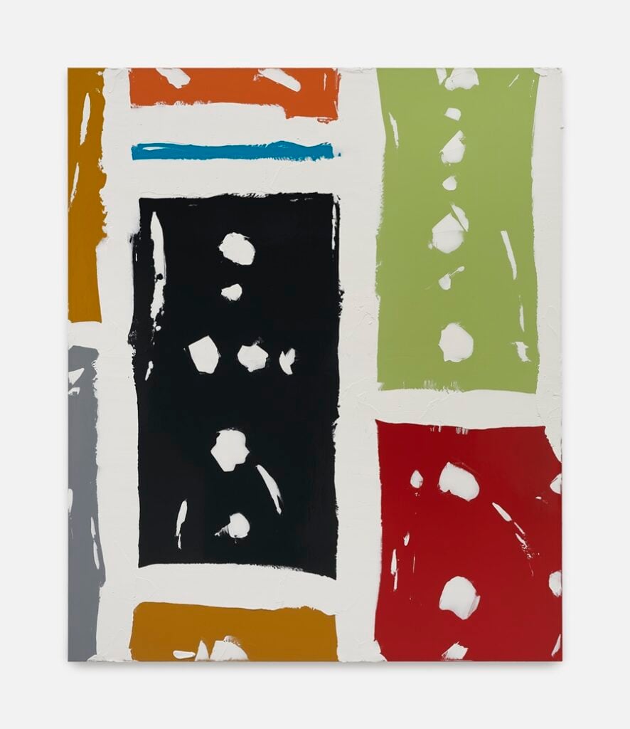 Pablo Tomek Schlass, Painting 4 2021 acrylic, epoxy car vernish, plaster on canvas 190 x 160 cm unique ROMERO PAPROCKI