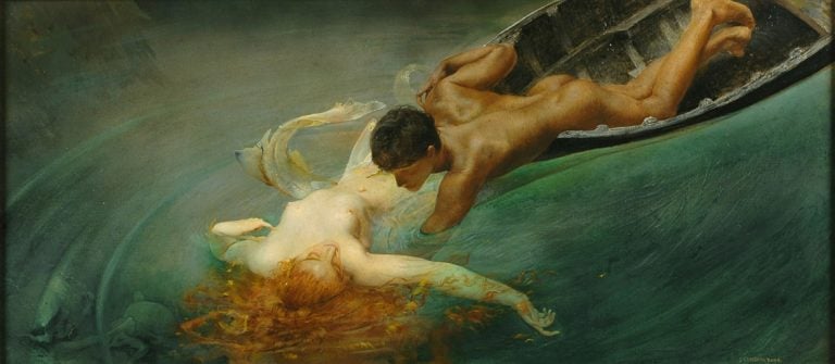 Il simbolismo in Italia, Fondazione Magnani-Rocca, Giulio Aristide Sartorio, La Sirena (Abisso verde), 1893, olio su tela. Torino, GAM - Galleria Civica d&rsquo;Arte Moderna e Contemporanea. Su concessione Fondazione Torino Musei