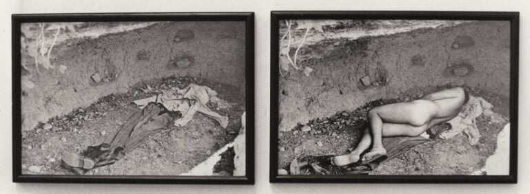 Bruno Ceccobelli, Il vello d_oro, performance presso La stanza, Roma, 1977, due fotografie 17,5 x 24 cm. cadauna, documentazione fotografica Gianni Dess&igrave;, stampa Mimmo Capone
