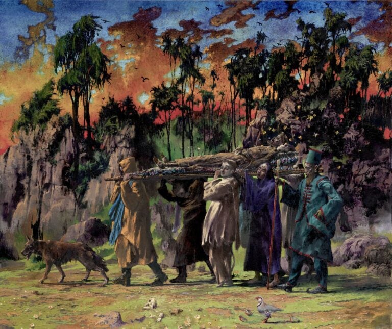 Francesco De Grandi, I funerali di Francesco, 2021, olio su tela, cm 85x100, Collezione Elenk_art, Palermo