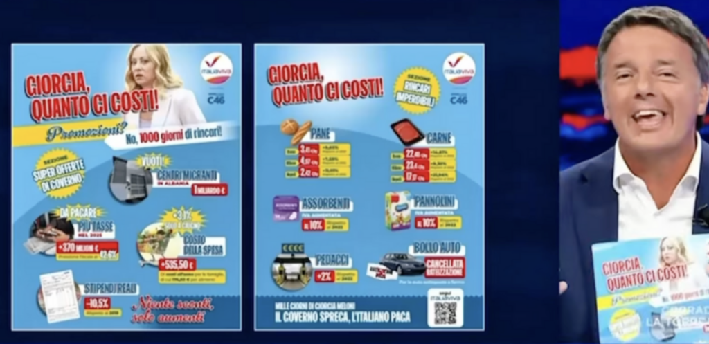 La campagna "Giorgia quanto ci costi" di Italia Viva