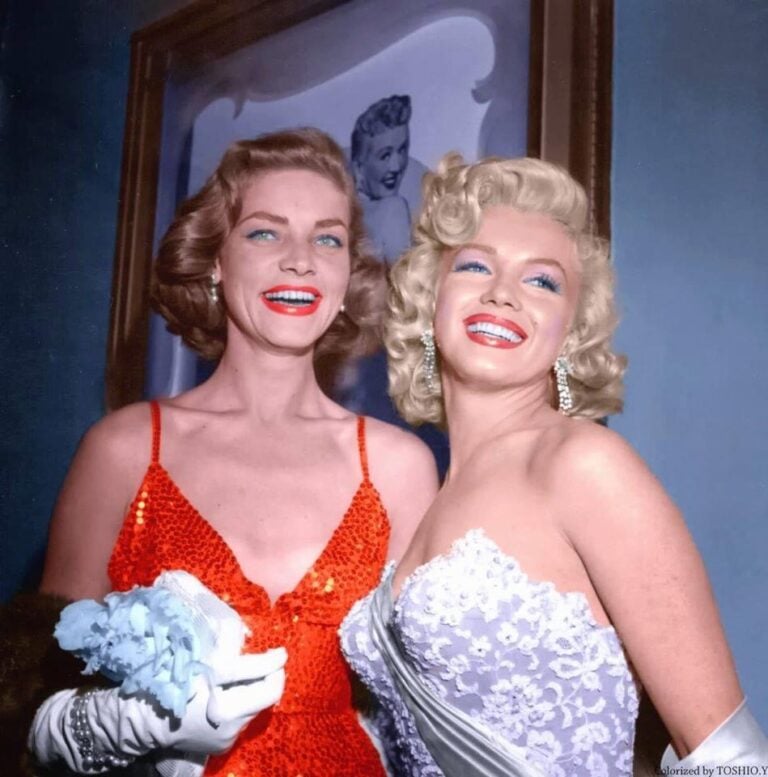 Marilyn Monroe e Lauren Bacall nel 1953, alla presentazione di Come sposare un milionario