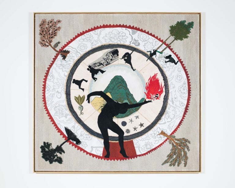 Marinella Senatore, The Theatre of Commons, embroidered tapestry, 2026. Credits Mazen Jannoun. Courtesy Mazzoleni