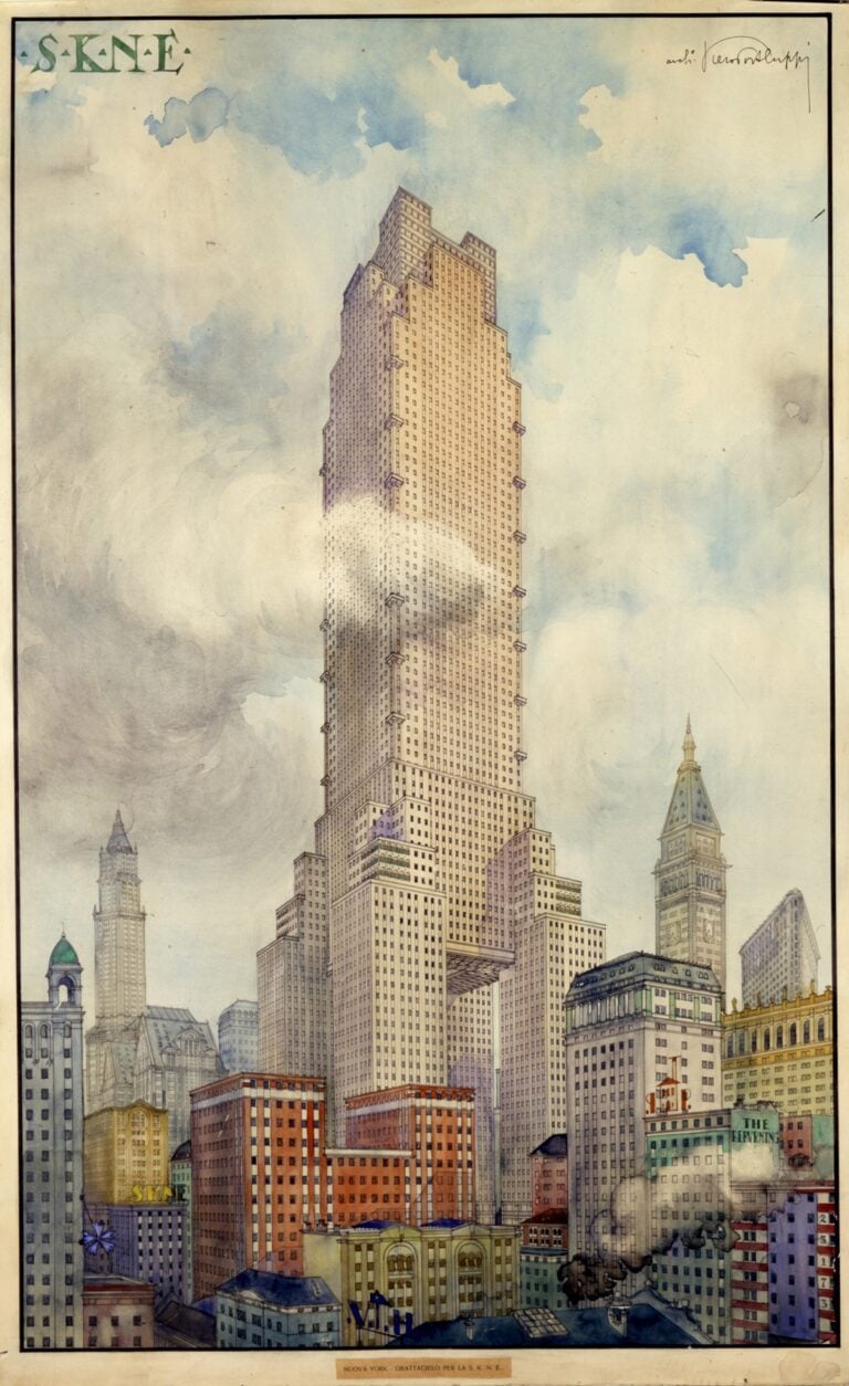 Piero Portaluppi, S.K.N.E. Progetto per un grattacielo a New York, 1920. Archivio Piero Portaluppi, FAI &ndash; Fondo per l&rsquo;Ambiente Italiano, Milano