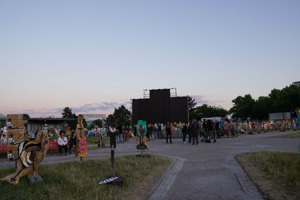 The covering of People’s Justice banner in Documenta 15 on the 20th June 2022, one day before the banner completely dismantled on the following day, Kassel, Germany