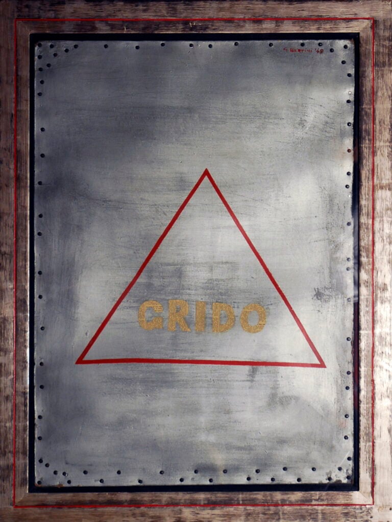 Gianni Bertini, Grido, 1949, olio, tempera e metallo su cartone, 107 x 73 cm Courtesy Associazione Gianni Bertini, Milano