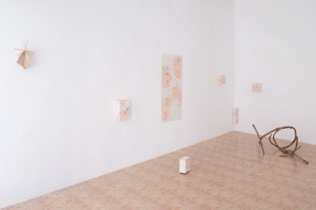 Apple is somersault is apple, 2023. Veduta dell’installazione alla galleria Heerz Tooya, Veliko Tărnovo. Photo: MathewLacosse