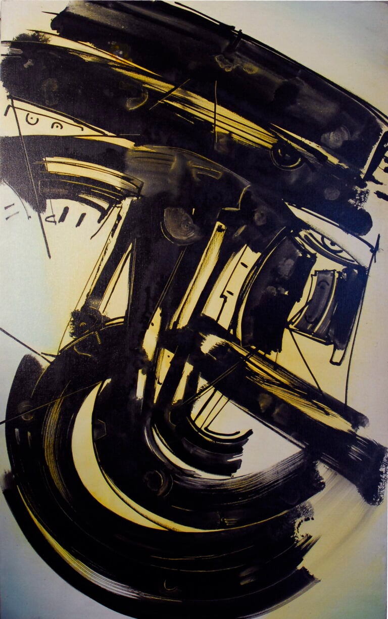 Gianni Bertini, Niobe pietrificata, 1958, olio e anilina su tela, 162 x 97 cm, Courtesy Associazione Gianni Bertini, Milano