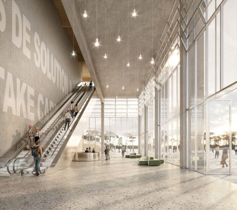 3X-Catalunya Media City. Lobby of the new building addition to the south Courtesy &copy; Studio kmh