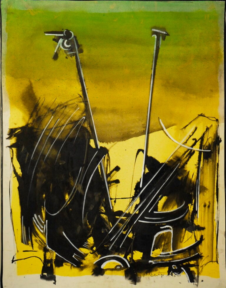 Gianni Bertini, Senza titolo, 1960, olio e anilina su cartoncino, 65 x 50 cm, Courtesy Associazione Gianni Bertini, Milano