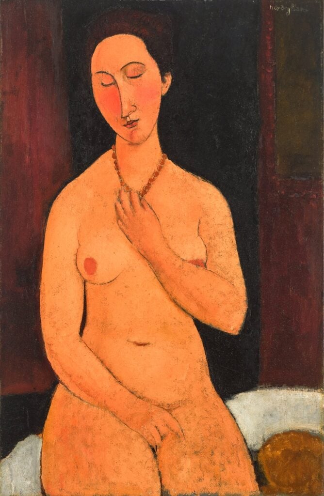 Amedeo Modigliani, Nu assis au collier, 1917-18. Courtesey Sotheby's