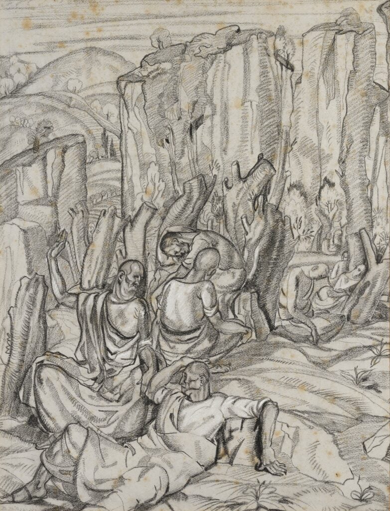 Bernardino Palazzi_Gli Apostoli nell'orto, 1927, grafite su carta, Ph. Daniele Brotzu