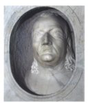 Leonardo da Vinci. Busto marmoreo di Antonio del Pollaiolo disposto sulla sua tomba in San Pietro in Vincoli