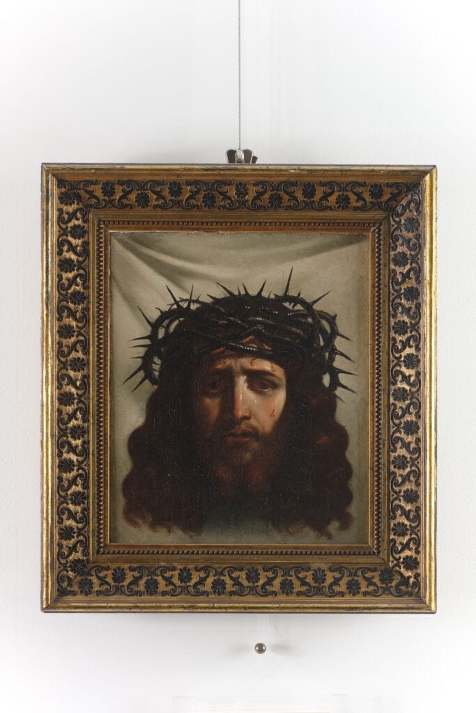 Giovanni Francesco Barbieri detto il Guercino (Cento, 1591 - Bologna, 1666), Velo della Veronica, Metà secolo XVII, Olio su tela, cm. 26,2 x 22, Milano, Museo dei Cappuccini