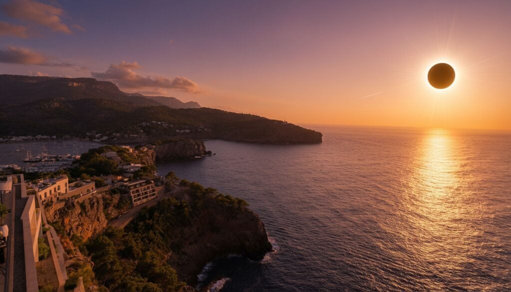 Un render dell'eclissi di sole sopra al Jumeriah Mallorca. &copy;Jumeirah Mallorca