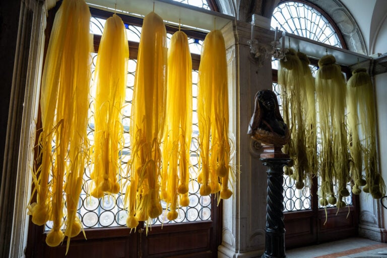 Yasmin Jaidin, Titih (Harvest), 2024. Tulle, Height 170 cm The Spirits of Maritime Crossing 2026. Bangkok Art Biennale Foundation Palazzo Rocca Contarini Corf&ugrave;