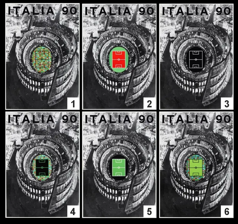 Alberto Burri, la serie completa dei poster per Italia 90