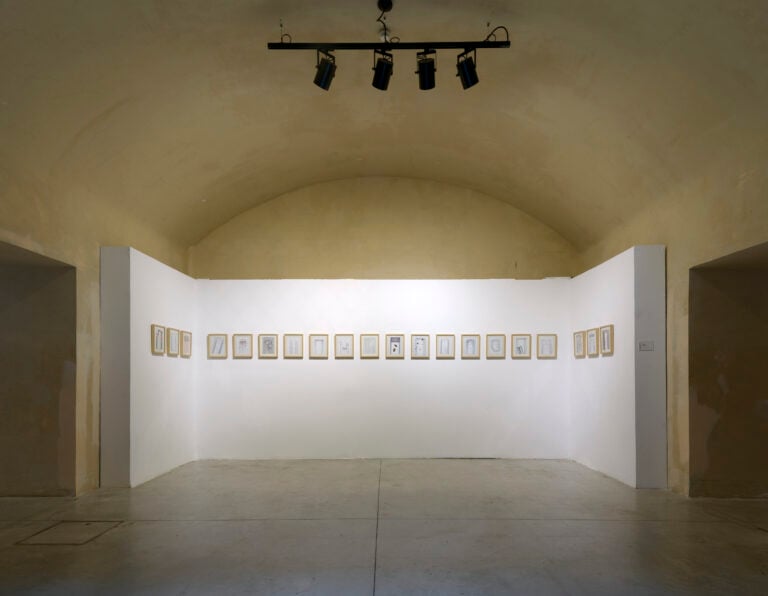Renzogallo, 2020, 2020, tecnica mista su carta 20 elementi / mixed media on paper 20 elements, Oltre le ceneri, Mattatoio, La Pelanda, installation view, Ph. Alessandro Vasari, Roma 2026