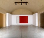 Renzogallo, Rosso, 2017, raso rosso e pittura su legno /red satin and painting on wood, Oltre le ceneri, Mattatoio, La Pelanda, installation view, Ph. Alessandro Vasari, Roma 2026