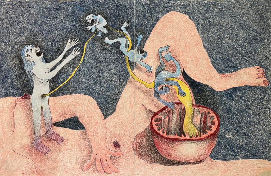 Miriam Governatori, senza titolo n. 12, 2022, matite colorate su carta, 42 x 60 cm. Courtesy l’artista
